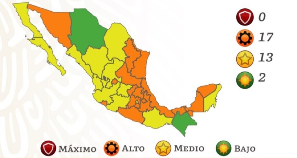 México se queda sin estados en semáforo rojo por COVID: todo el país abandona el máximo estado de alerta por contagio México se queda sin estados en semáforo rojo por COVID: todo el país abandona el máximo estado de alerta por contagio
