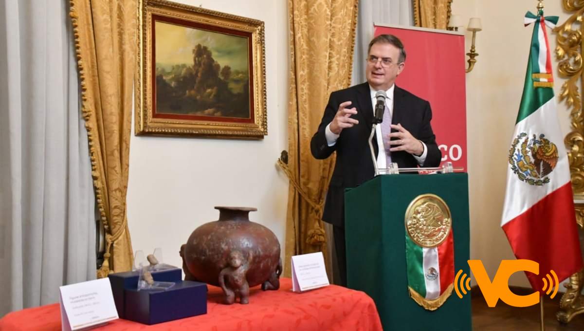 Ebrard agradece a Carabineros de Roma por devolver piezas arqueológicas robadas de México Ebrard agradece a Carabineros de Roma por devolver piezas arqueológicas robadas de México
