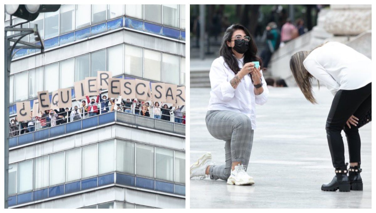 Una joven propone matrimonio a su novia desde la Torre Latinoamericana y se hace viral