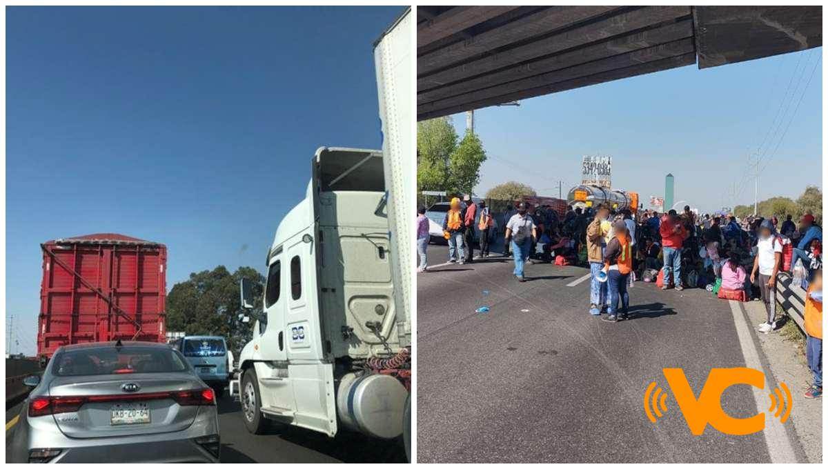 Caravana migrante avanza a la CDMX por la México-Puebla