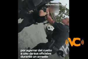 Vídeo exhibe agresión de policía a su compañera tras intentar calmarlo