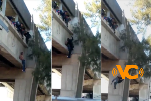 Video: ¡Acto heroico! Policía evita suicidio de hombre en paradero de Pantitlán