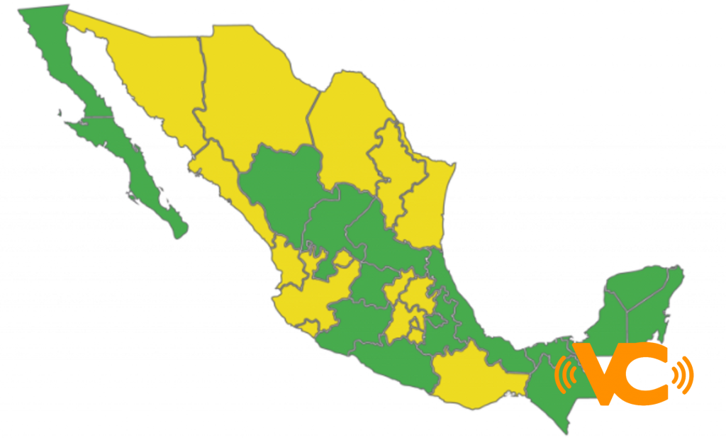 México ya no tiene ningún estado en naranja en el semáforo COVID: ahora la mitad del país es amarillo y la otra mitad verde México ya no tiene ningún estado en naranja en el semáforo COVID: ahora la mitad del país es amarillo y la otra mitad verde
