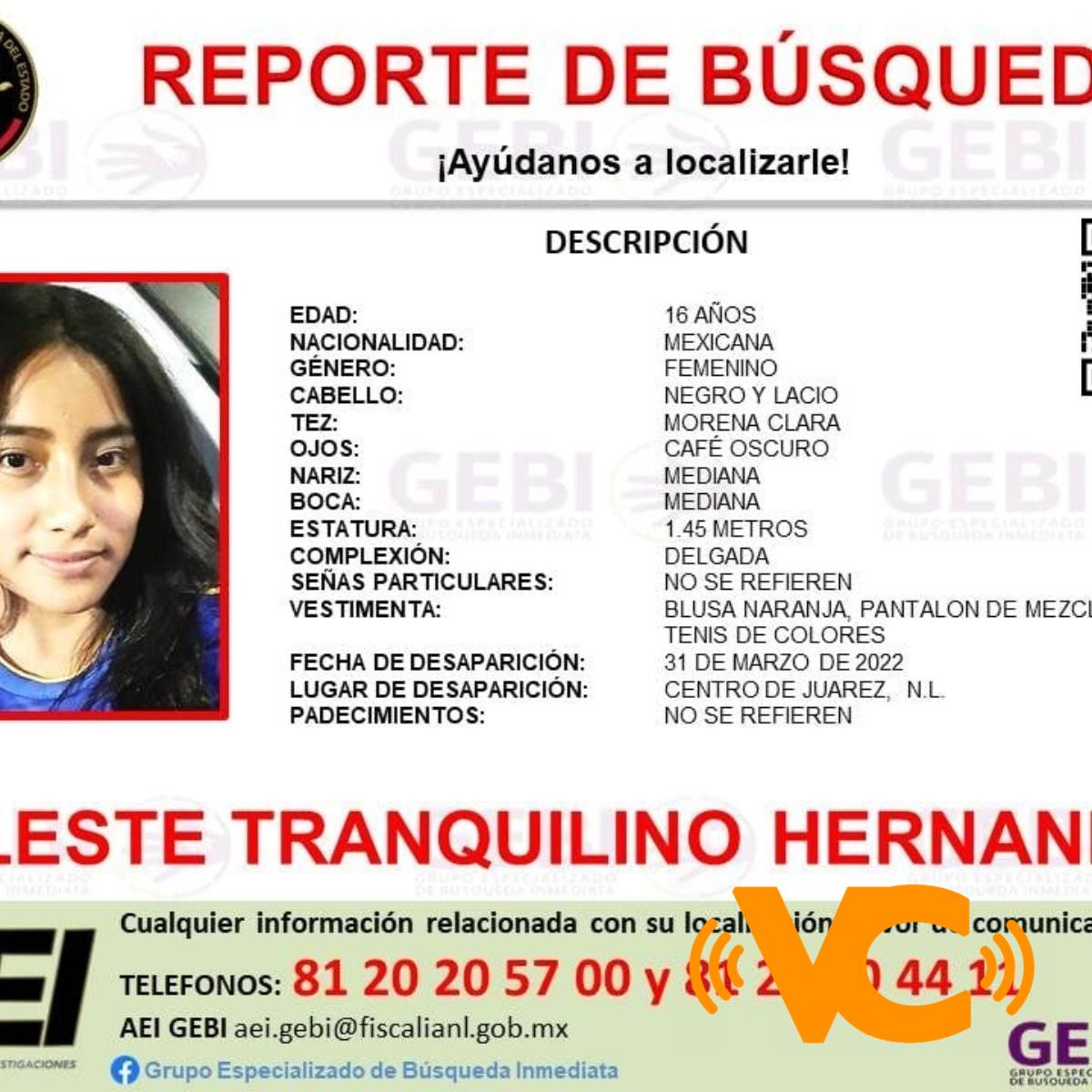 Nuevo León: Celeste Tranquilino de 16 años está desaparecida desde el 31 de marzo