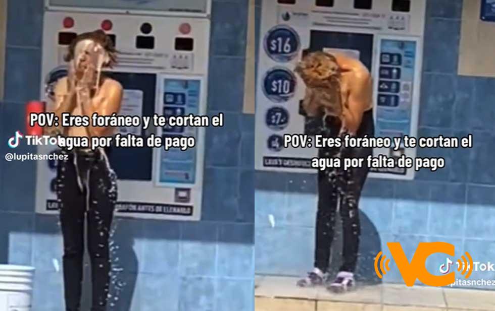 Se baña en una purificadora tras quedarse sin agua y se viraliza en redes Se baña en una purificadora tras quedarse sin agua y se viraliza en redes