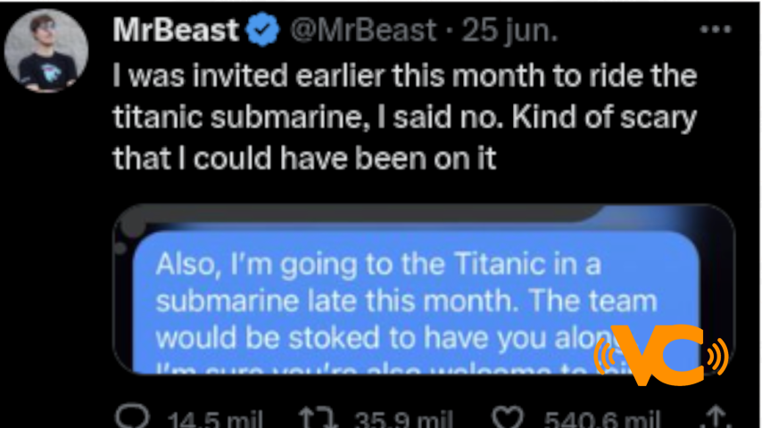 MrBeast rechazo viaje a bordo del submarino para visitar el Titanic MrBeast rechazo viaje a bordo del submarino para visitar el Titanic