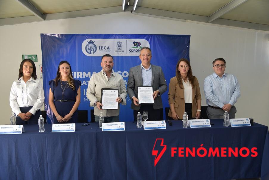 Suscriben convenio de colaboración el Municipio de Coroneo y el IECA Suscriben convenio de colaboración el Municipio de Coroneo y el IECA