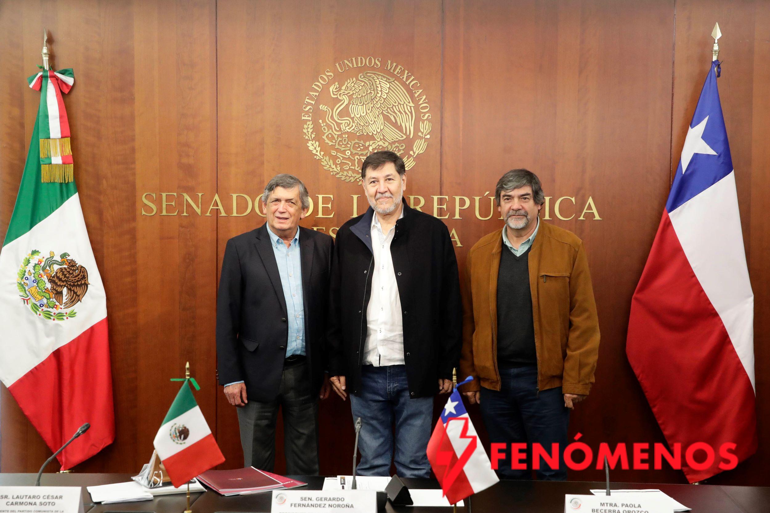 Recibe el senador Fernández Noroña al presidente del Partido Comunista de la República de Chile, Lautaro Carmona Soto