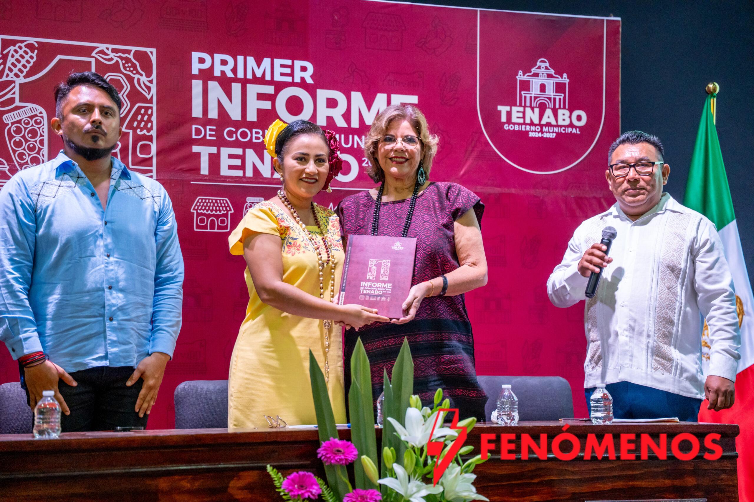 RINDE PRESIDENTA MUNICIPAL DE TENABO SU PRIMER INFORME DE ACTIVIDADES CON RESPALDO DEL GOBIERNO DEL ESTADO