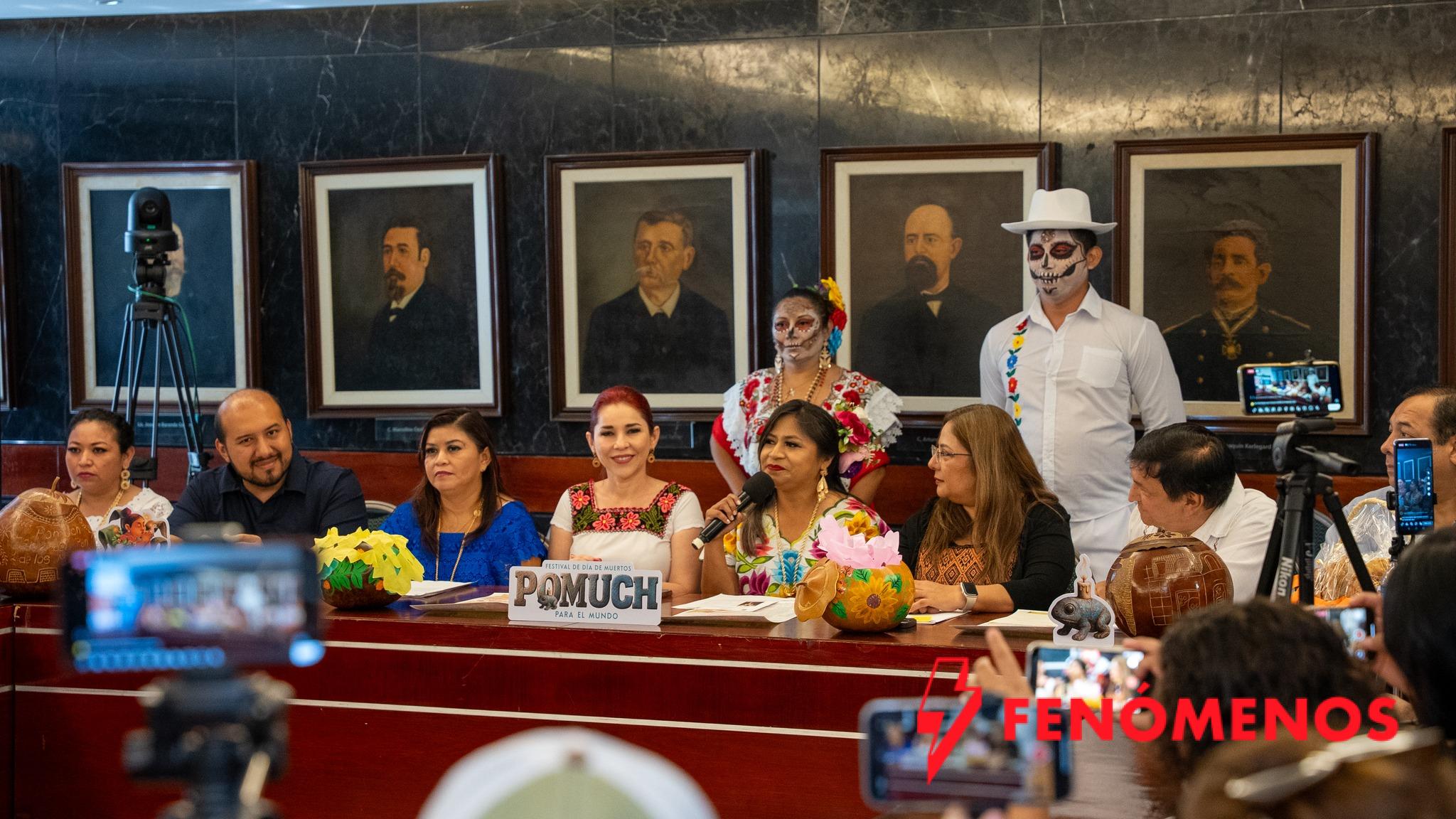 PRESENTAN PROGRAMA DE ACTIVIDADES DEL FESTIVAL DE DÍA DE MUERTOS «POMUCH PARA EL MUNDO» 2025