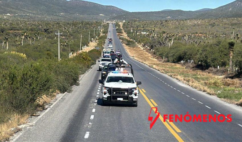 Escolta Guardia Estatal caravana de 250 vehículos de paisanos en la Carretera Federal 101