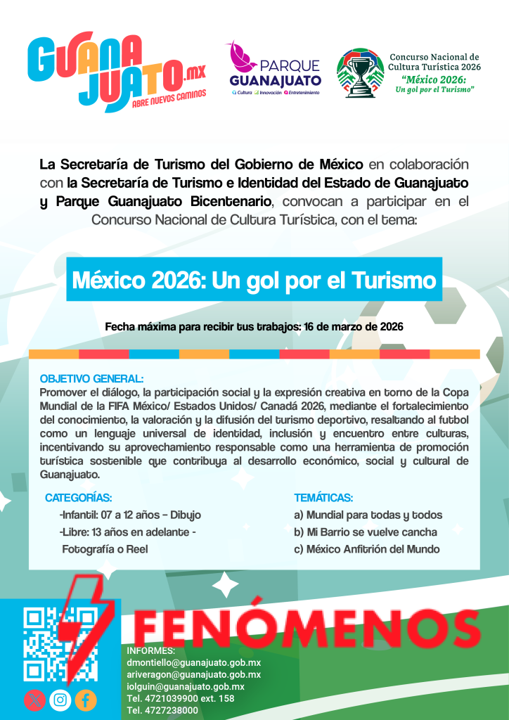 El Gobierno de la Gente convoca al Concurso Nacional de Cultura Turística 2026 “México 2026: Un gol por el Turismo”