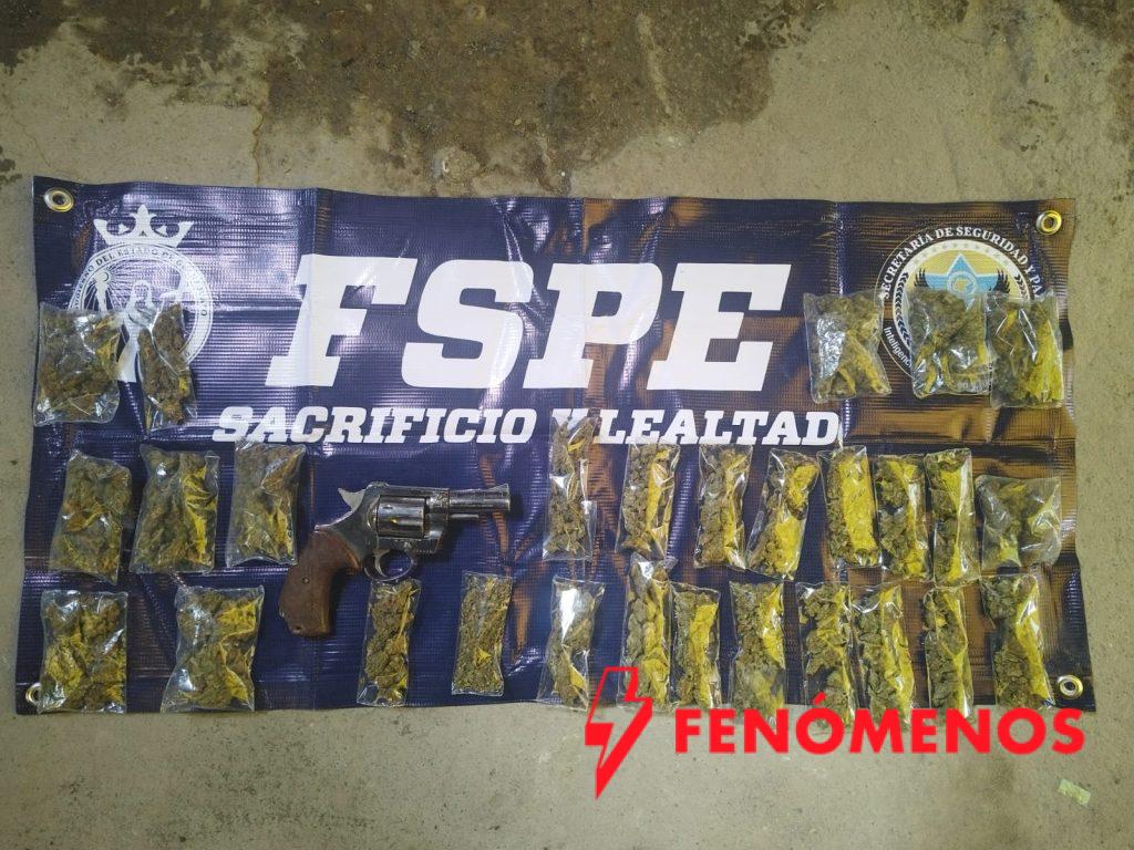 Detienen FSPE a tres personas en Dolores Hidalgo: aseguran droga y un arma de fuego