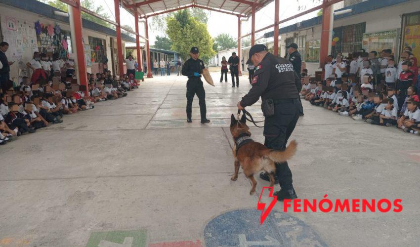 Acerca Guardia Estatal a “Max”, perro especializado, a comunidad escolar