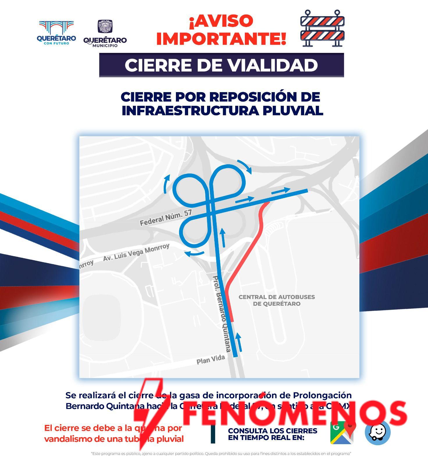 Aviso de desviación por obras