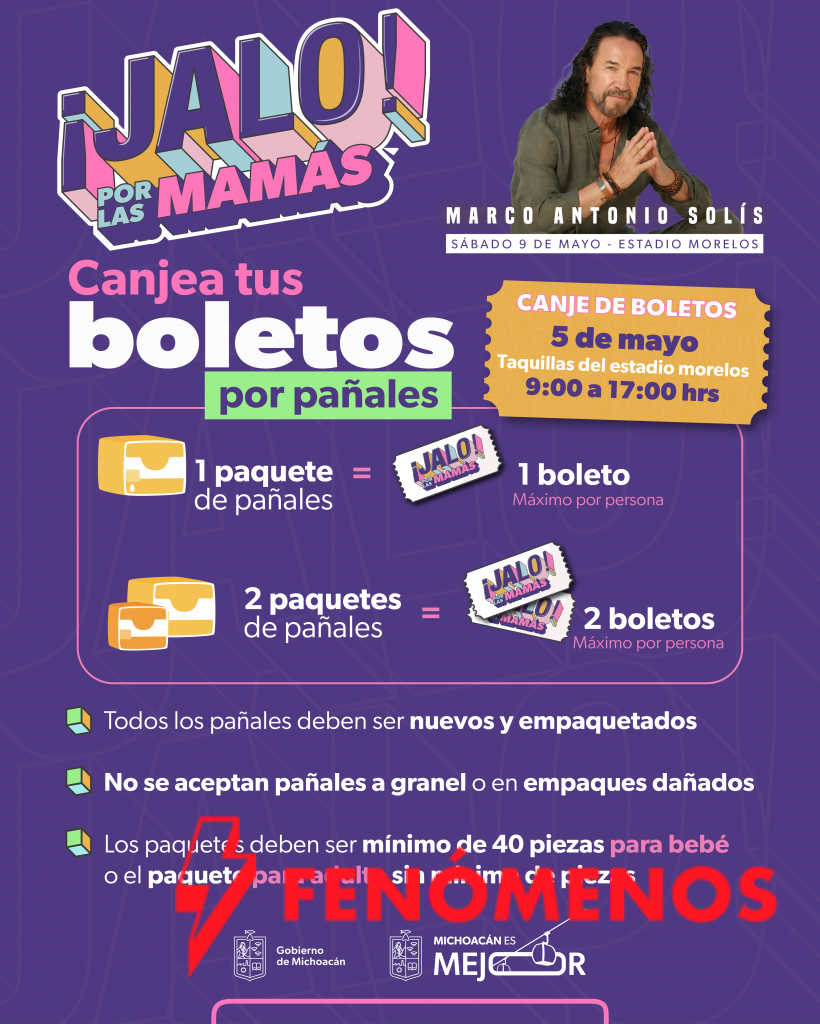 ¡A canjear boletos para “El Buki”! Bedolla anuncia dinámica de pañales por boletos para el concierto gratuito