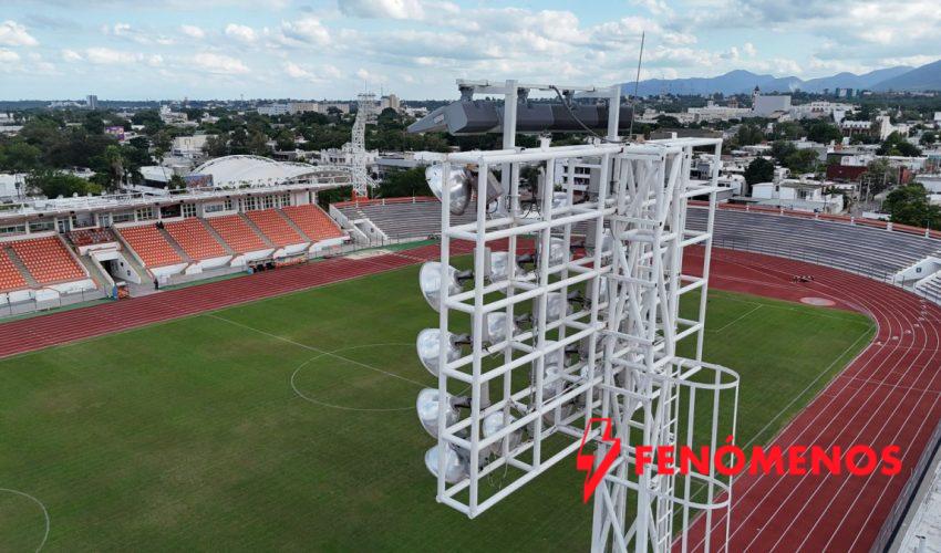Actualiza Gobierno del Estado sistema de alumbrado del estadio “Marte R. Gómez”