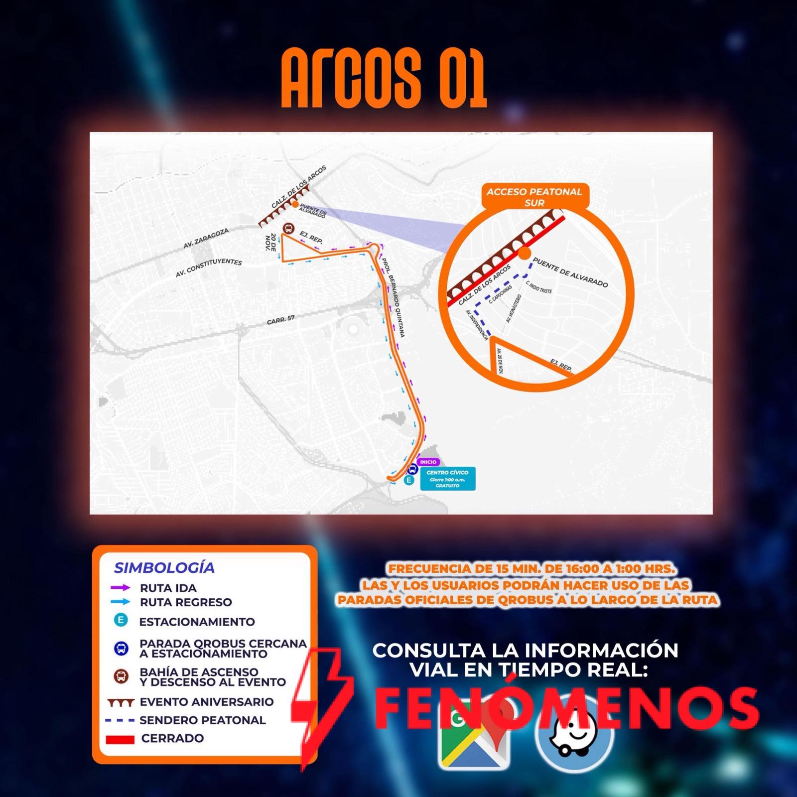 Municipio de Querétaro implementa transporte gratuito por los 300 años de Los Arcos