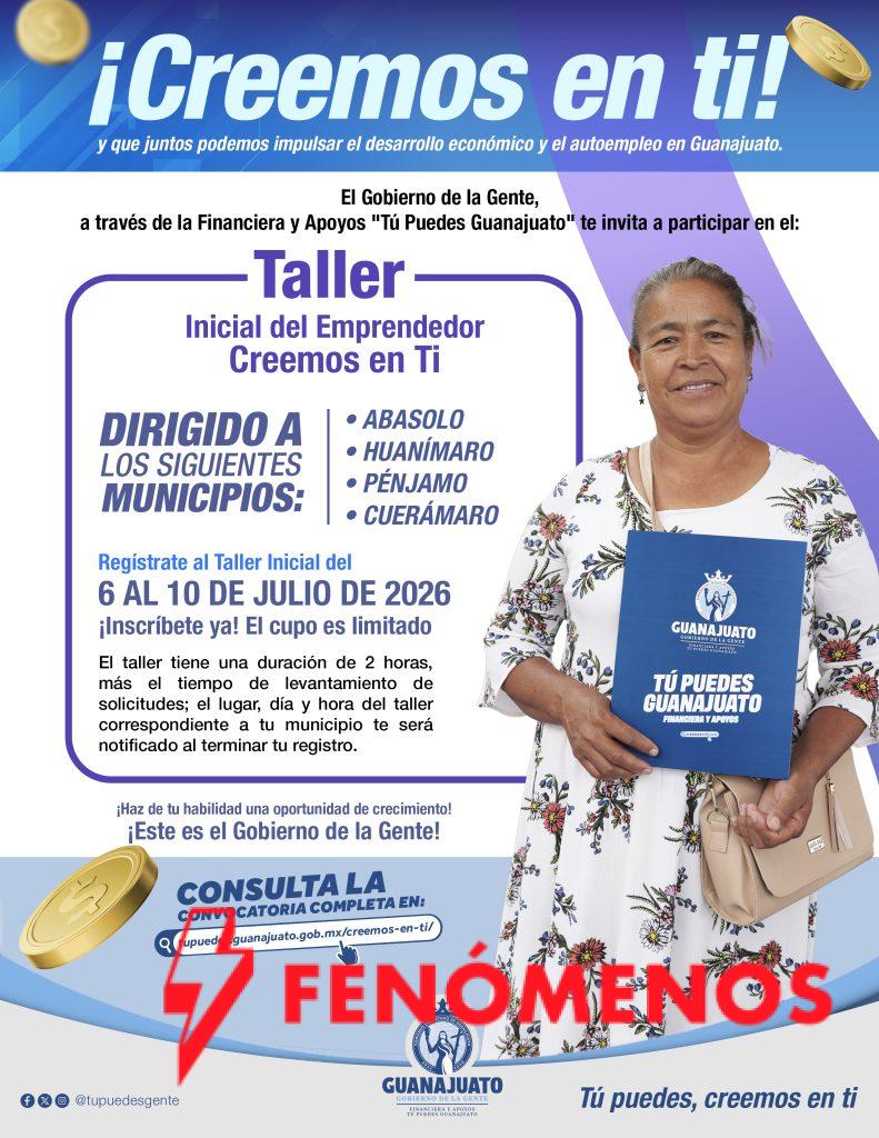 Abre Tú Puedes Guanajuato la séptima convocatoria para el apoyo “Creemos en Ti”.