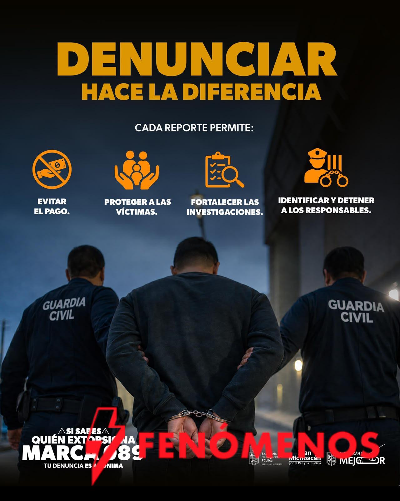 Golpe a la extorsión en la región aguacatera: caen dos presuntos extorsionadores