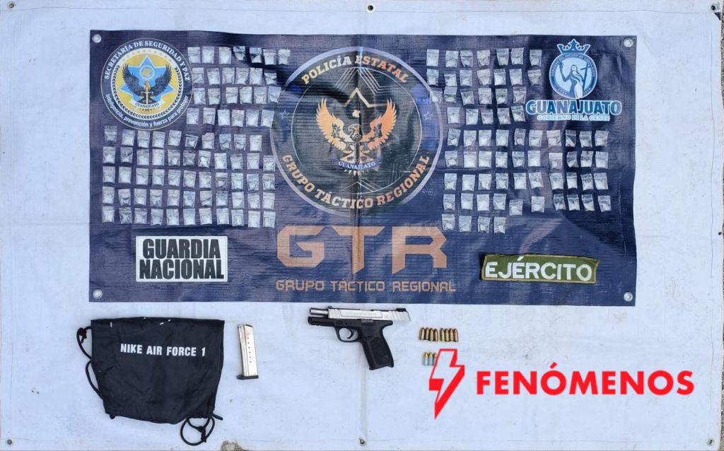 Detiene Grupo Táctico Regional a una persona con arma y asegura más de 300 dosis de presunta droga en León 
