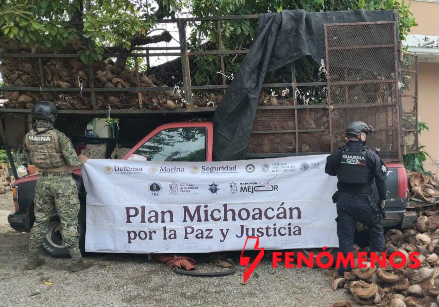 SSP y Marina aseguran camioneta con casi media tonelada de marihuana en Lázaro Cárdenas