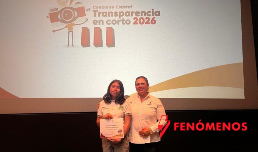 Gana alumna de Telebachillerato primer lugar en concurso de cortometraje “Transparencia en Corto 2026”
