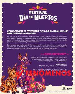 Municipio de Querétaro invita a participar en la convocatoria de fotografía “Los que dejaron huella” para Ofrenda Monumental del Festival de Día de Muertos 2026