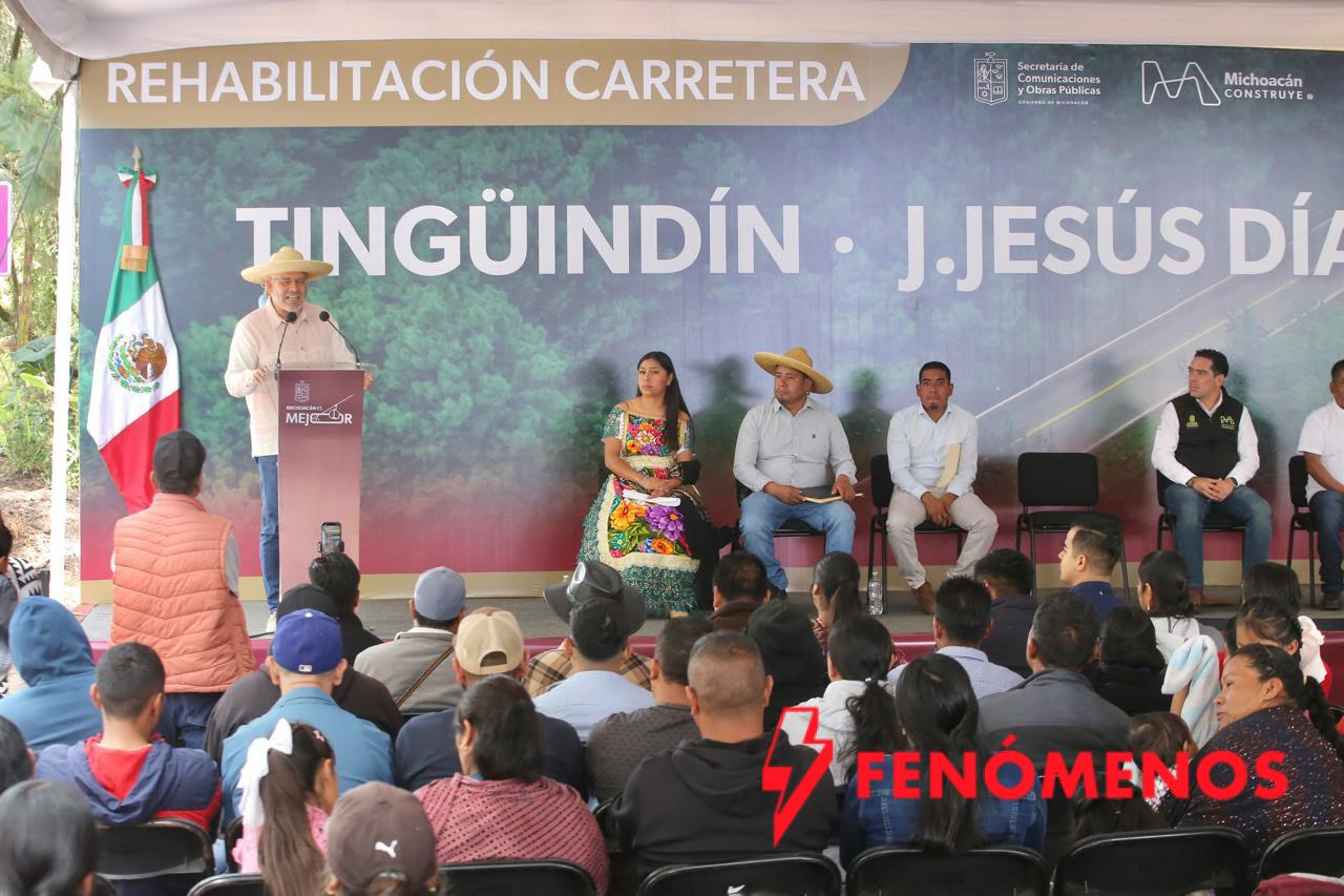 Inaugura Bedolla rehabilitación de la carretera Tzirio-Tingüindín y fortalece la conectividad de la región