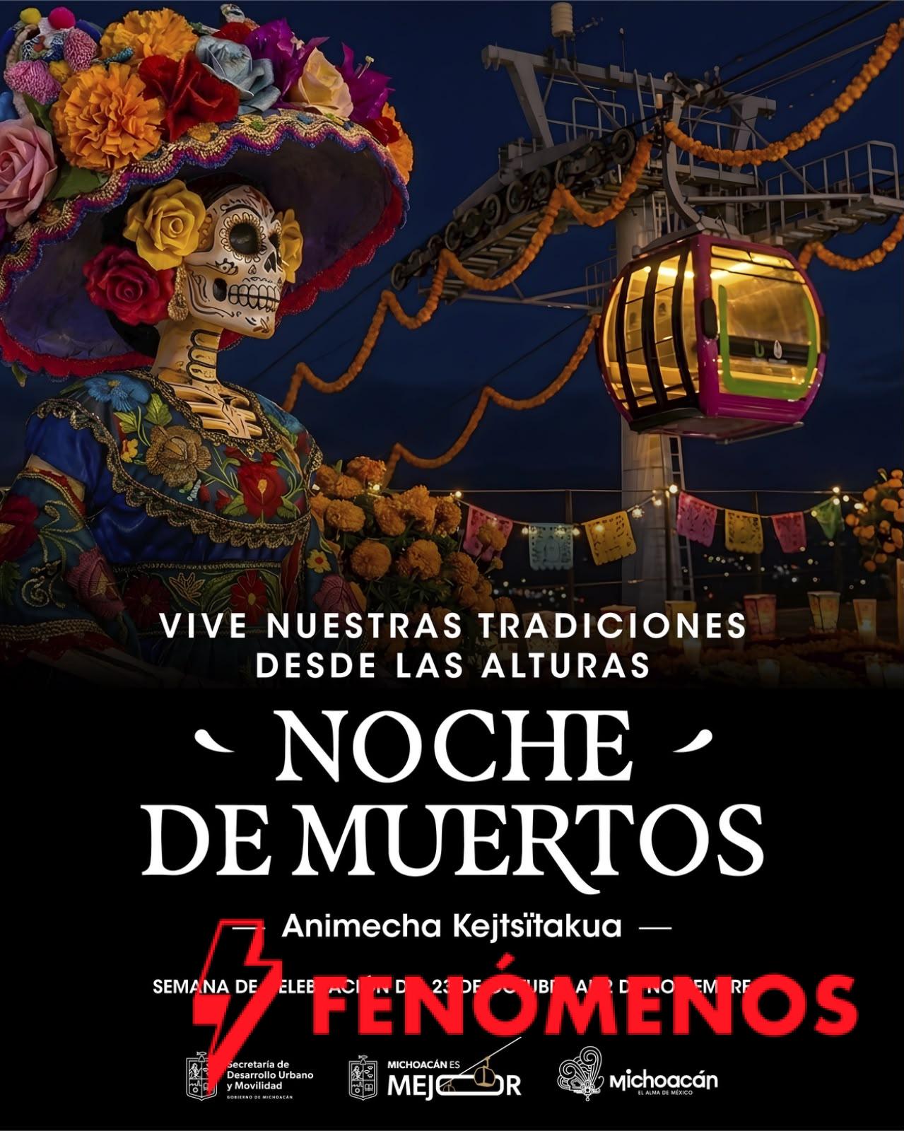 Vive la Noche de Muertos desde las alturas en el teleférico de Uruapan